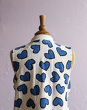 1990's White terry cloth Mini with blue heart print