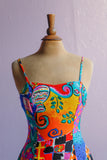 1990's sleeveless abstract floral mini dress.