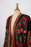 Guatemalan boho embroidered multi textured floral jacket with pockets