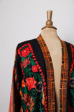 Guatemalan boho embroidered multi textured floral jacket with pockets