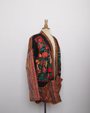 Guatemalan boho embroidered multi textured floral jacket with pockets