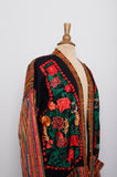 Guatemalan boho embroidered multi textured floral jacket with pockets