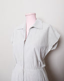 1950's Grey and white striped seer sucker work wear Capri jumpsuit with pockets