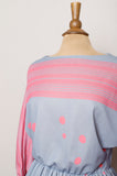 1970's Grey and Pink polka dot dolman sleeve dress