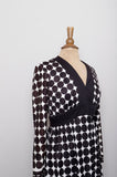 1970's Black & White Polka dot long sleeve Mini Mod dress