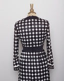 1970's Black & White Polka dot long sleeve Mini Mod dress