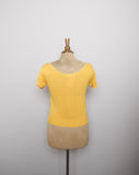 1980-90's Diane Von Furstenberg Yellow short sleeve knit top with corset lacing
