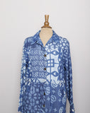 1990's-Y2K Denim abstract indigo dye button down dress/jacket