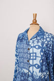 1990's-Y2K Denim abstract indigo dye button down dress/jacket