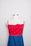 1990's Denim Plus size spaghetti dress with a red bandana print