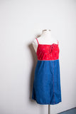 1990's Denim Plus size spaghetti dress with a red bandana print