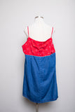 1990's Denim Plus size spaghetti dress with a red bandana print