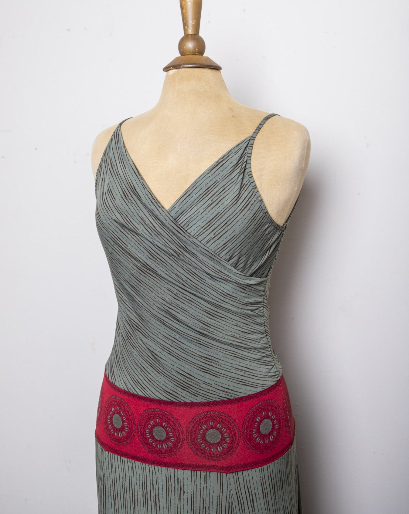 Y2K BCBG Sage green and brown spaghetti strap drop waist dress Vida Antigua Collective Y2K BCBG Sage green and brown spaghetti strap drop waist dress Vida Antigua Collective