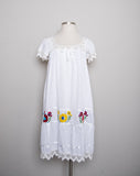 White Mexican floral embroidered house dress