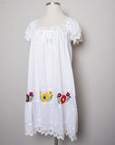 White Mexican floral embroidered house dress