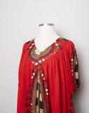 Red Dashiki style plus size mini dress
