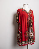 Red Dashiki style plus size mini dress