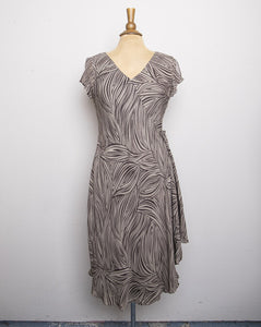 Y2K Brown silk Animal printed bias cut wrap dress