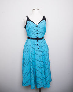 Retro Turquoise Plus size polka dot dress