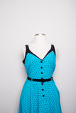 Retro Turquoise Plus size polka dot dress