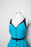 Retro Turquoise Plus size polka dot dress