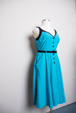 Retro Turquoise Plus size polka dot dress