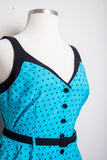 Retro Turquoise Plus size polka dot dress