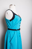 Retro Turquoise Plus size polka dot dress