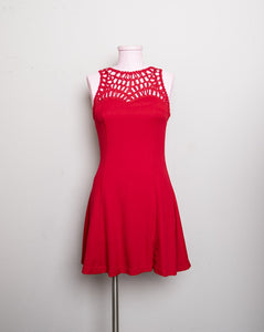 1990's Red Hot Mini halter dress