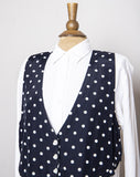 1990's White button down long sleeve shirt with a polka dot attached vest