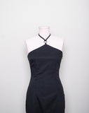 1990's/Y2K Black Express body con halter dress