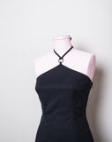 1990's/Y2K Black Express body con halter dress