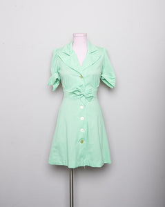 1970's Lime green short sleeve polyster mini dress