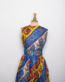 1970's Sheer gauze Moraccon inspired printed sleeveless dress