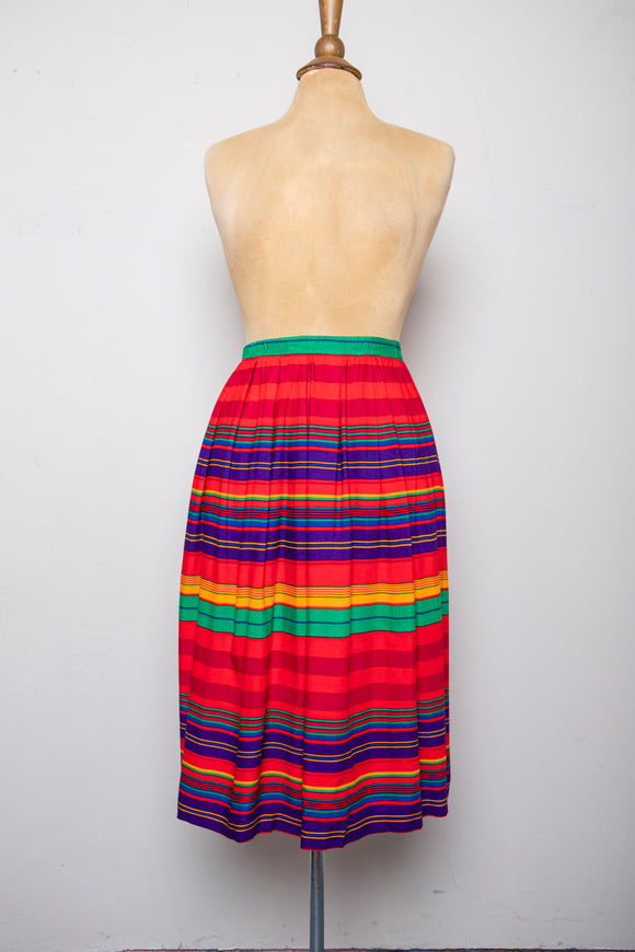 1990's Red ,Green, Orange Purple and Blue horizontal striped skirt