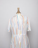 1970's Sheer White dress with primary color confetti print