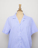 1990's Periwinkle short sleeve button down polka dot shirt