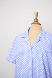 1990's Periwinkle short sleeve button down polka dot shirt