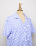 1990's Periwinkle short sleeve button down polka dot shirt