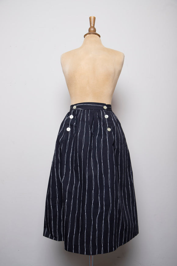 1990's Black skirt with white stripes and pockets