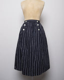 1990's Black skirt with white stripes and pockets