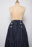 1990's Black skirt with white stripes and pockets