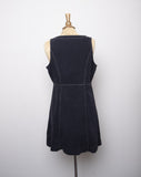 1990's Black Denim jumper mini dress with white stitching.