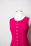 1990's Fuschia sleeveless button down dress with 2 front slits