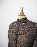 1990's/Y2K Sheer long sleeve Leopard pearl snap shirt