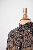 1990's/Y2K Sheer long sleeve Leopard pearl snap shirt