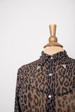 1990's/Y2K Sheer long sleeve Leopard pearl snap shirt