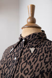 1990's/Y2K Sheer long sleeve Leopard pearl snap shirt