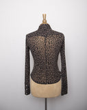 1990's/Y2K Sheer long sleeve Leopard pearl snap shirt