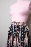 1970's Boho made in India skirt w/peacocks & paisley print